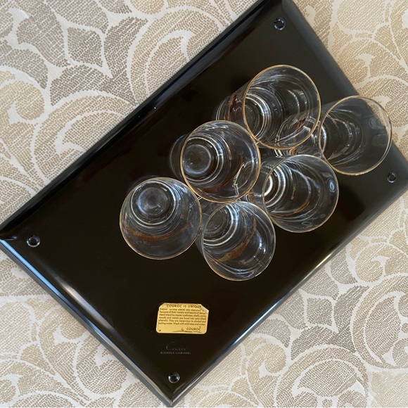 Couroc Mid Century Roadrunner Set Large Serving Tray with Six Highball Glasses - Picture 14 of 17